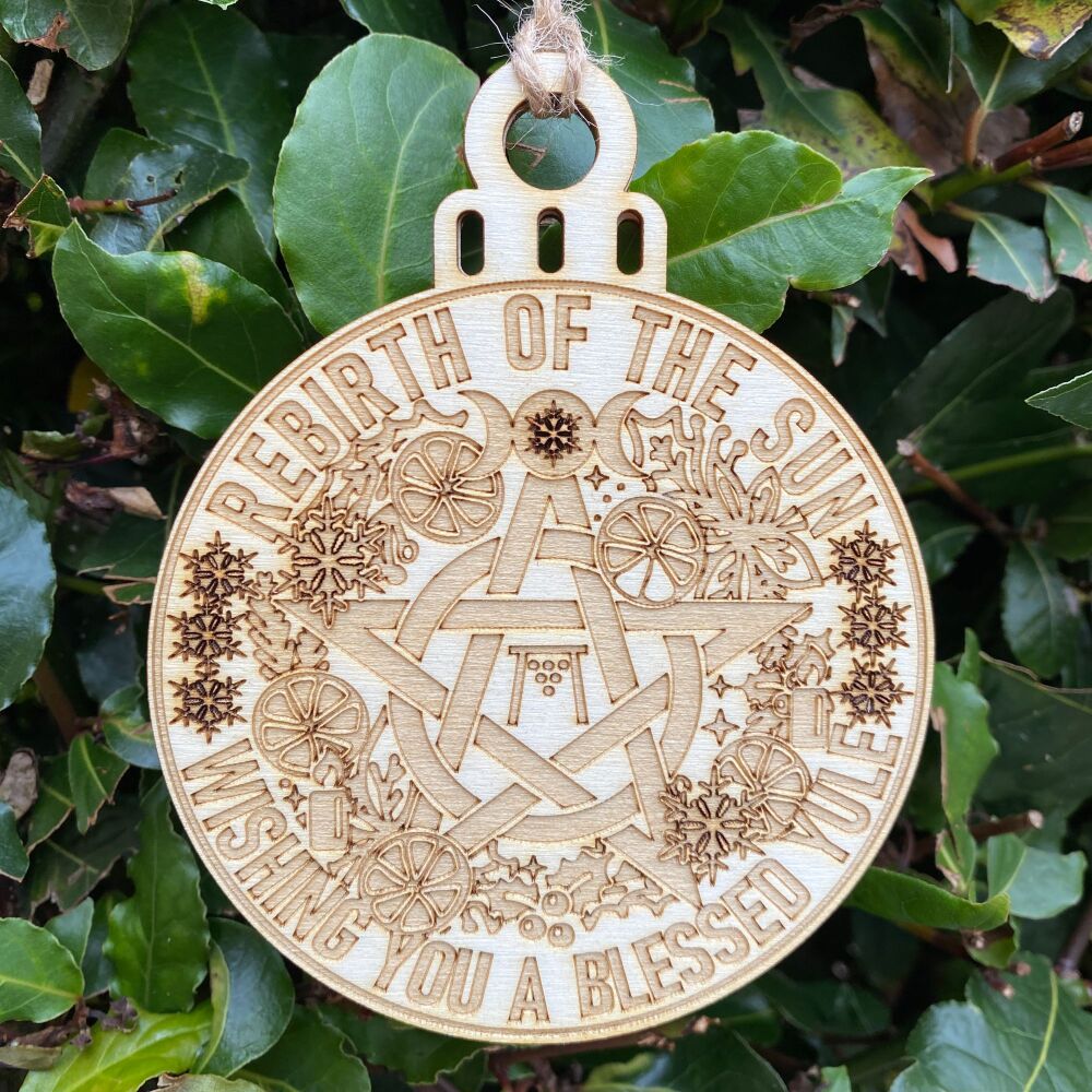 Hand Crafted Pentagram and Yule Hanging Decoration