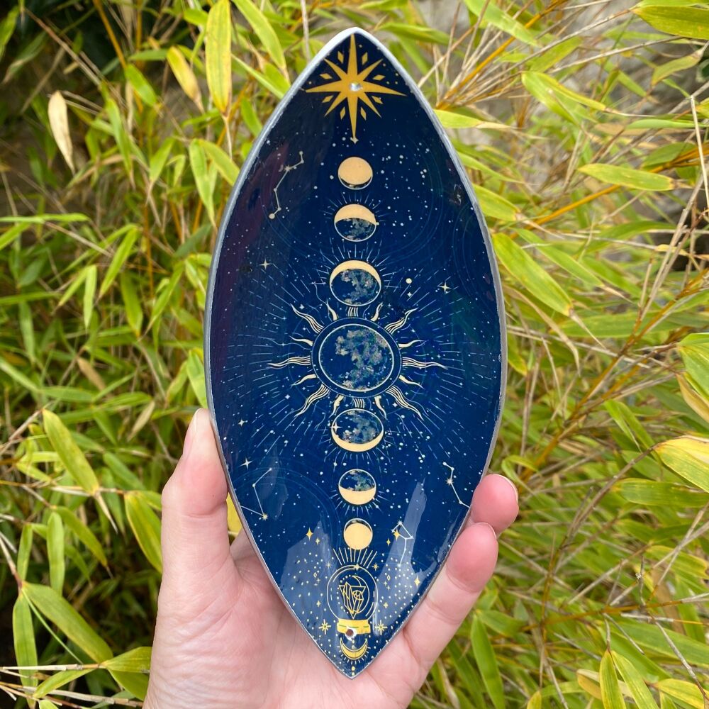 Enamel incense Bowl with Zodiac Moon Phases