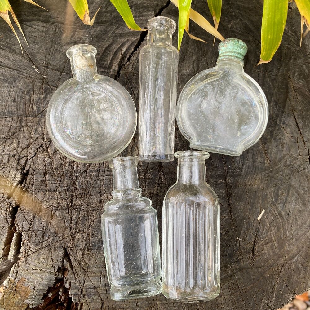 Victorian Potion/ Perfume Bottles x 5