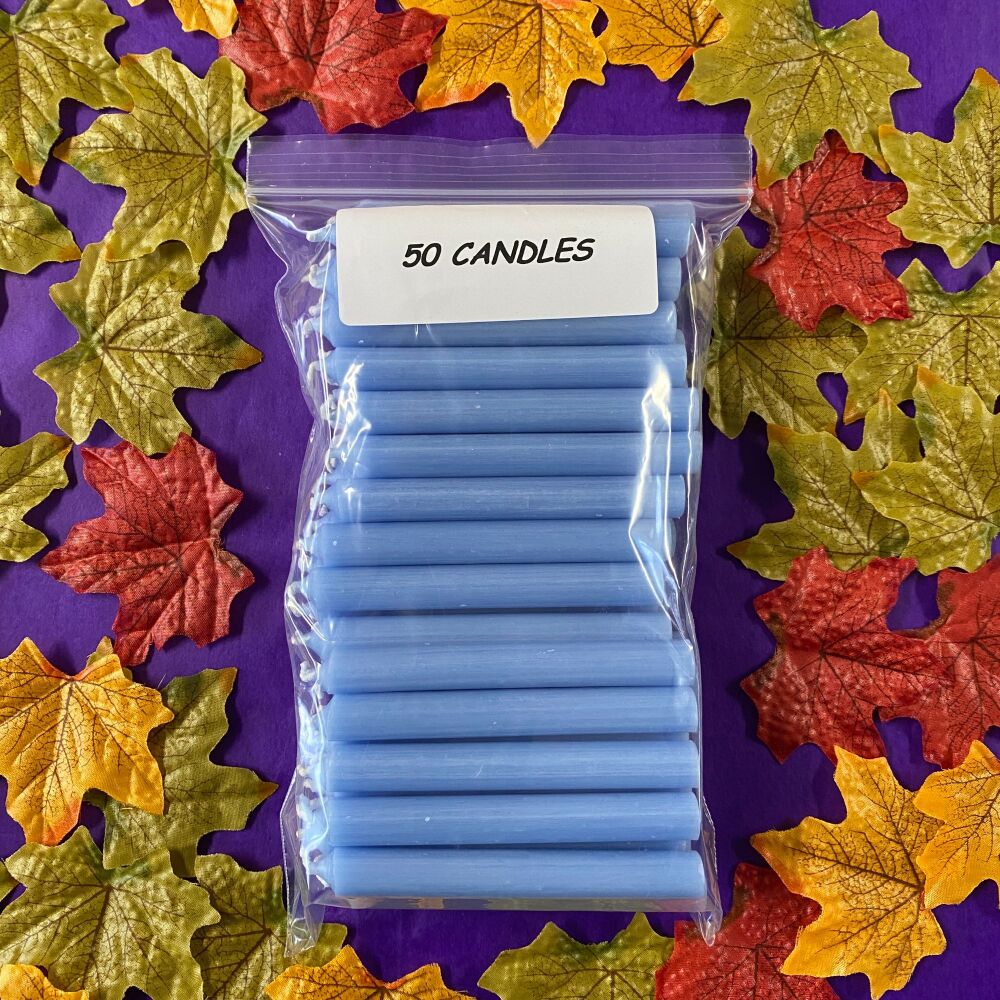 ** 50 Pale Blue 10 cm Spell Candles ~ SALE