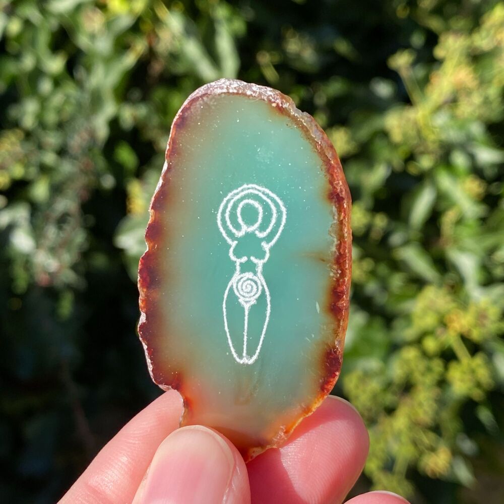 Agate Goddess Protection Amulet ~ # Green 29