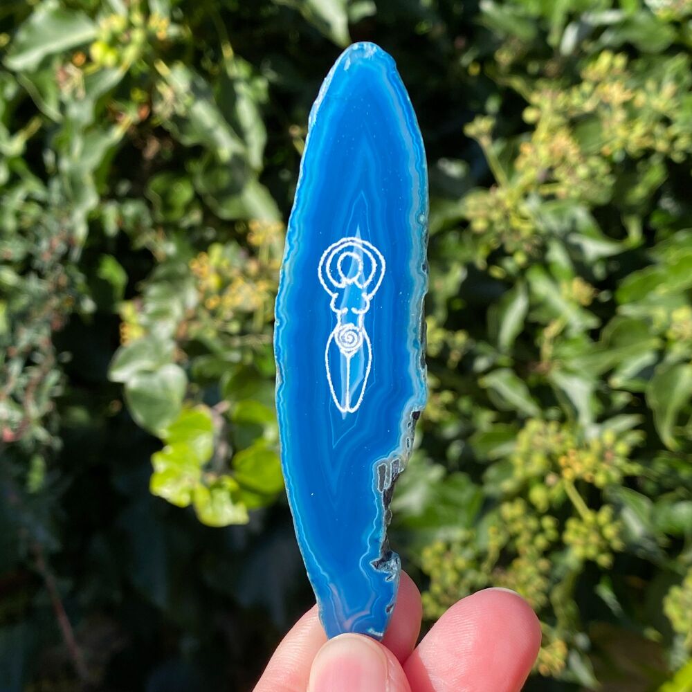 Agate Goddess Protection Amulet ~ Blue 28