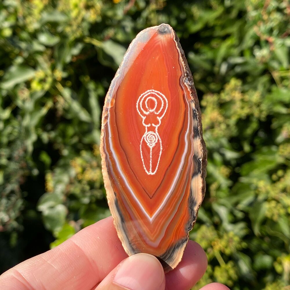 Agate Goddess Protection Amulet ~ Amber 26
