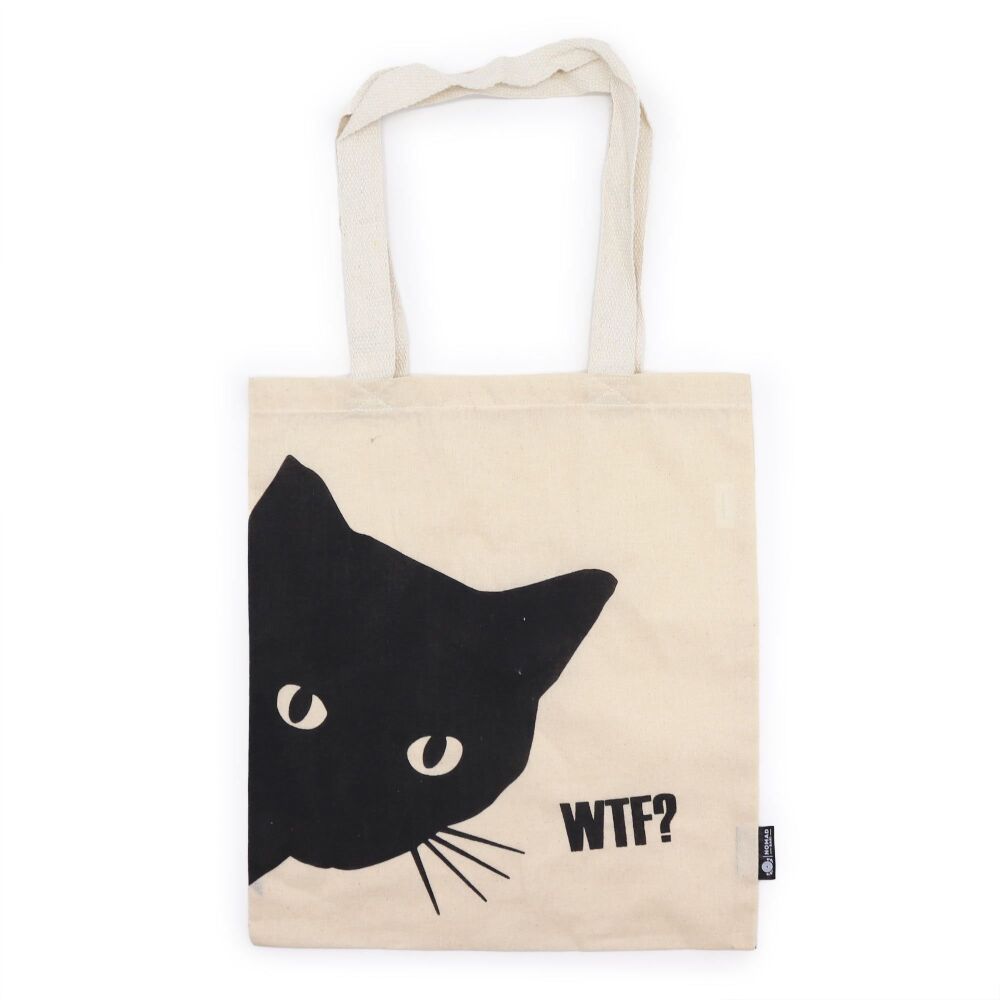 A Basic Nomad Tote Bag ~ Black Cat WTF?