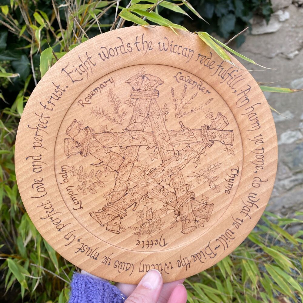 Wiccan Rede Pyrographed Plate