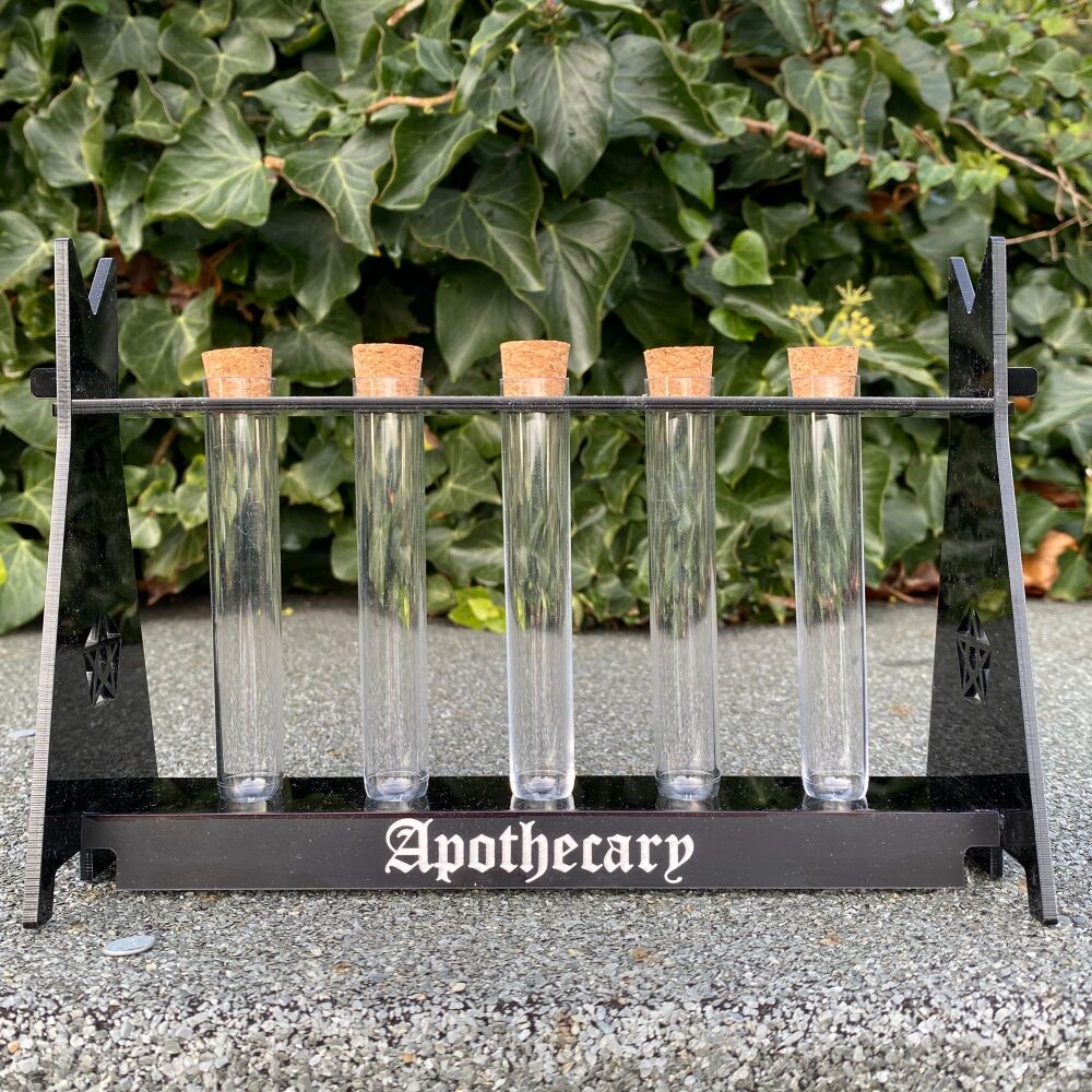 Apothecary Shelves with Storage Tubes