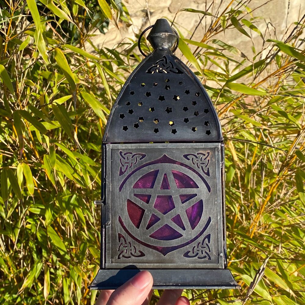 A Rustic Pentagram Lantern ~ Purple