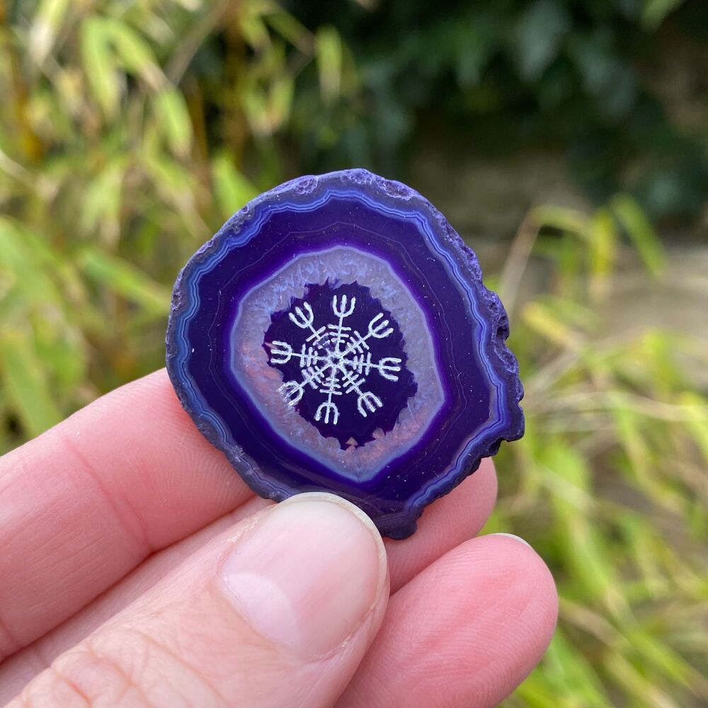 Agate Helm of Awe Viking Protection Amulet ~ Purple #P1