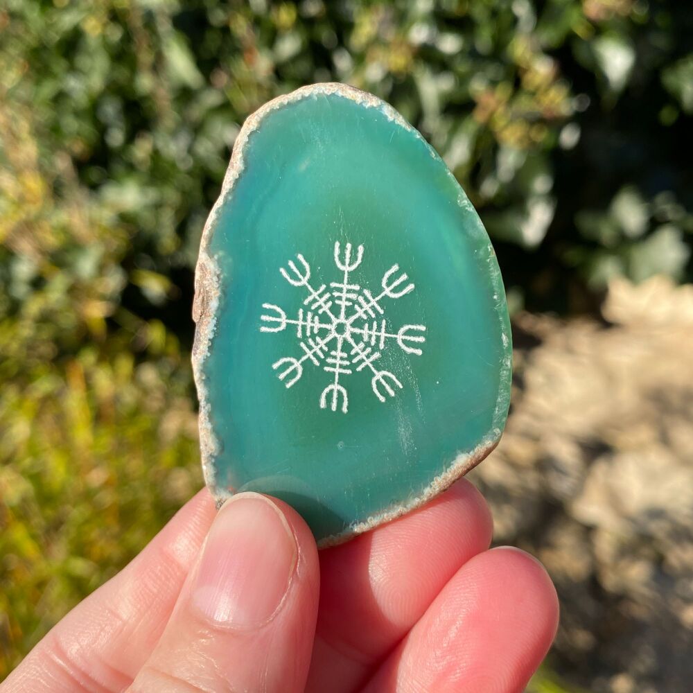 Agate Helm of Awe Viking Protection Amulet ~ Green #WH3