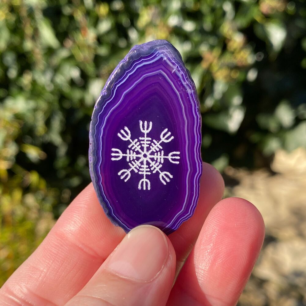 Agate Helm of Awe Viking Protection Amulet ~ Purple #WH2