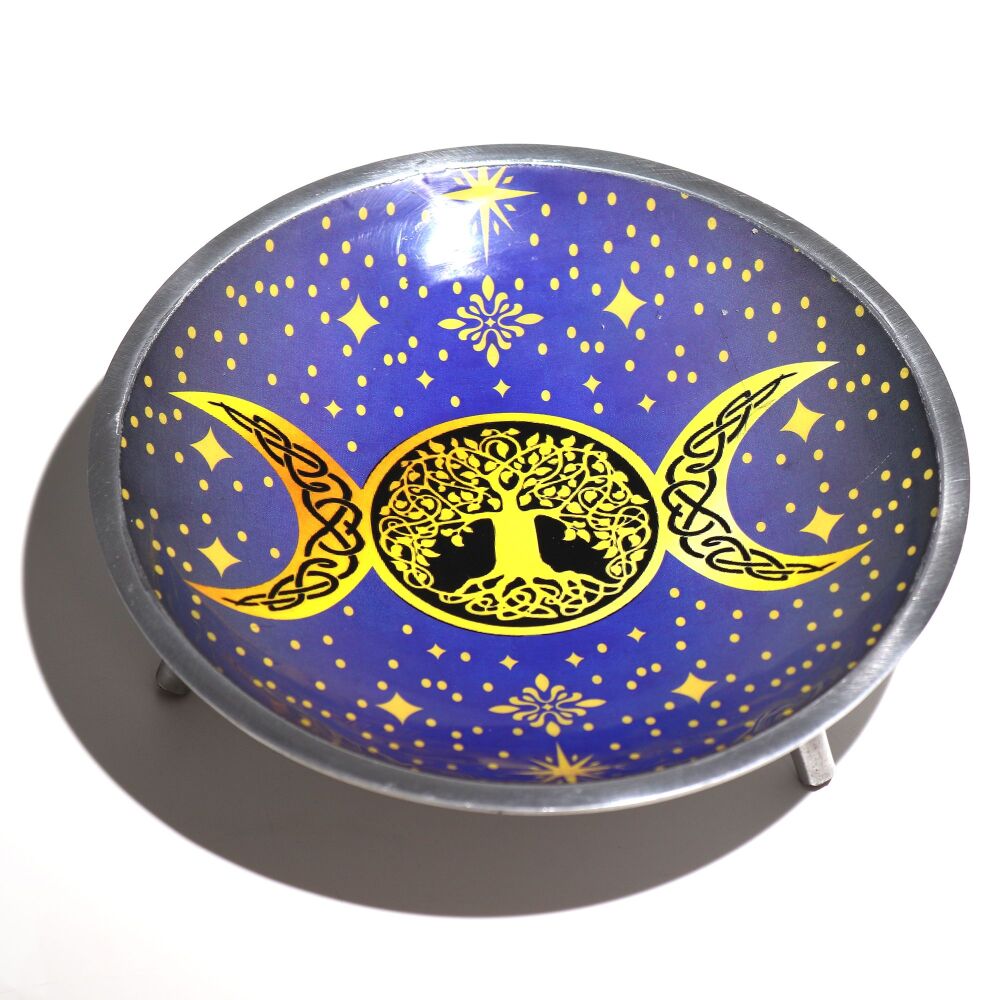 Enamelled Offering Plate with Triple Moon Design