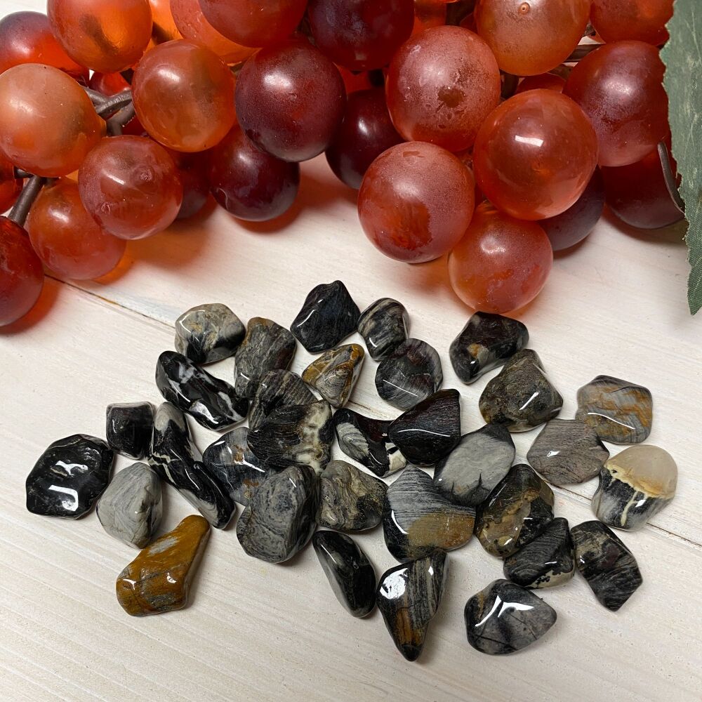 Jasper ~ Silver Leaf Jasper Tumble Stone ~ Pack of 5 mini stones