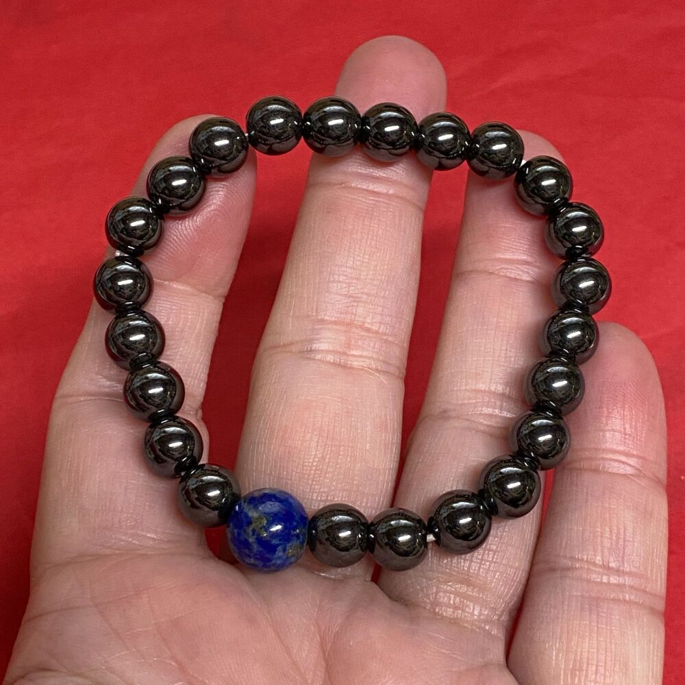 Magnetic Hematite and Lapis Lazuli bracelet