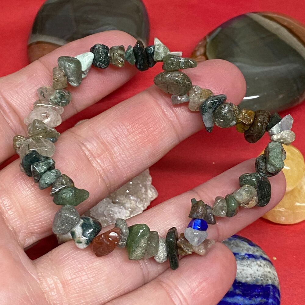 Moss Agate Crystal Chip Bracelet