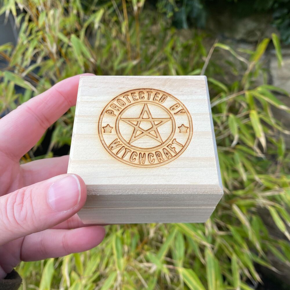Wooden Protected by Witchcraft Box