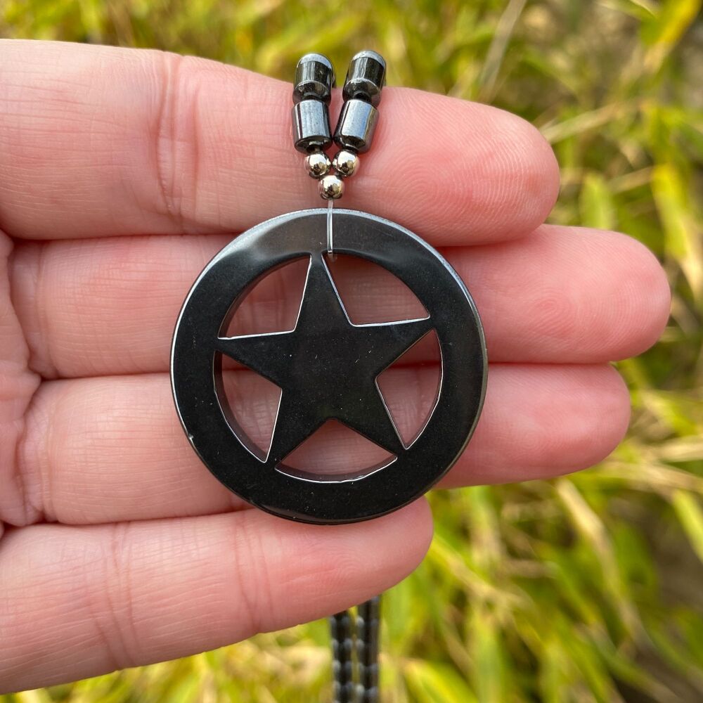 Hematite Pentagram Pendant