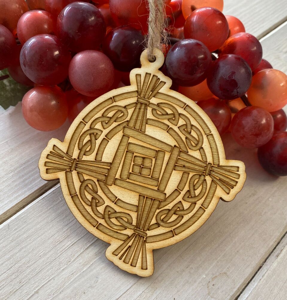 Brigid's Cross Wooden Amulet
