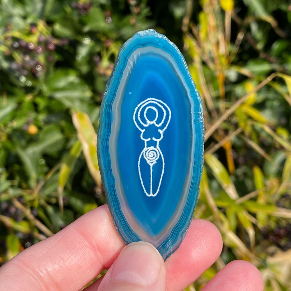 Agate Goddess Protection Amulet ~ Aqua Blue ~02