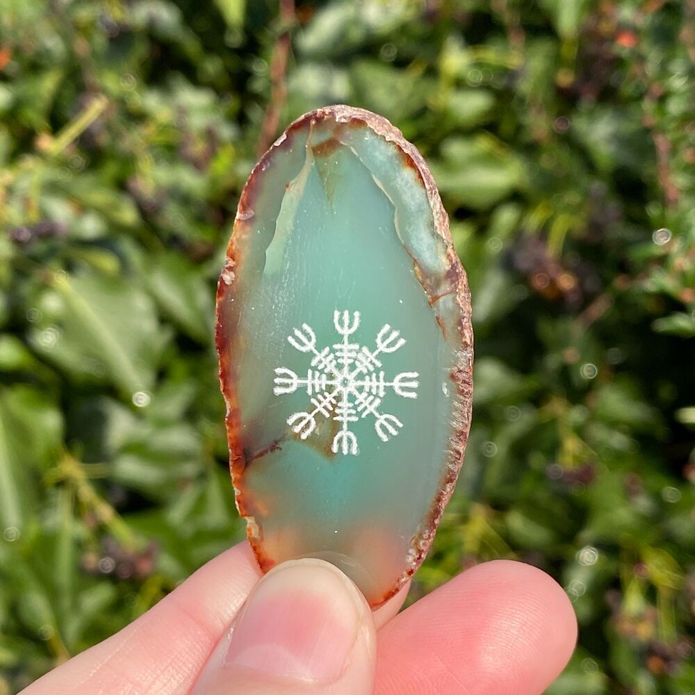 Agate Helm of Awe Viking Protection Amulet ~ Green #WSH3