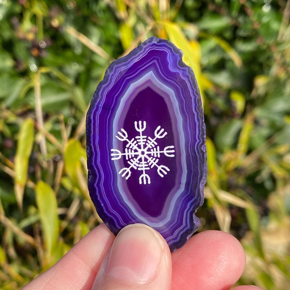 Agate Helm of Awe Viking Protection Amulet ~ Purple #WSH1