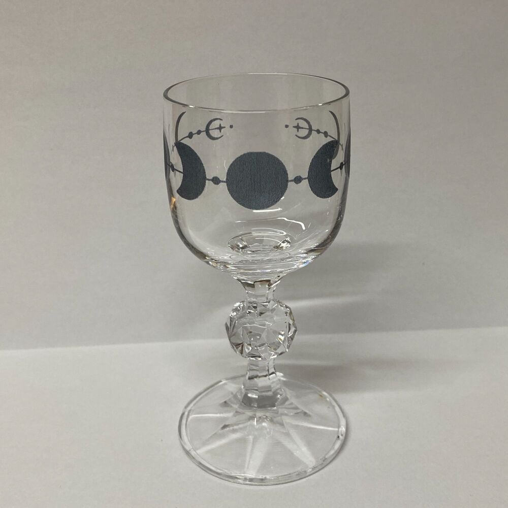 Glass Chalice with Moon Phase Design