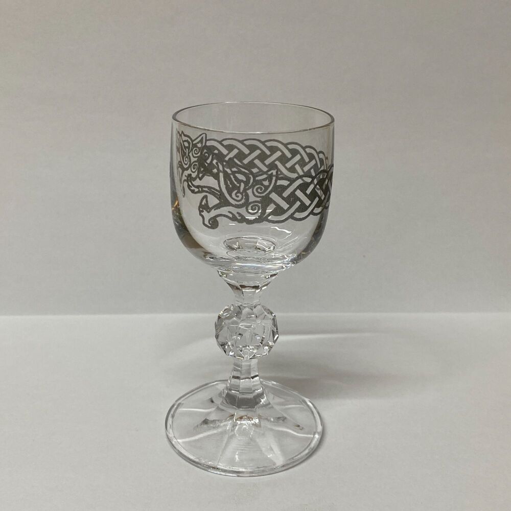 Glass Chalice with Celtic Dragon Design
