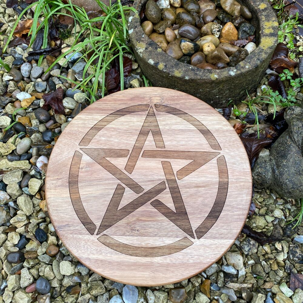 A stunning round Altar Table with Pentagram design