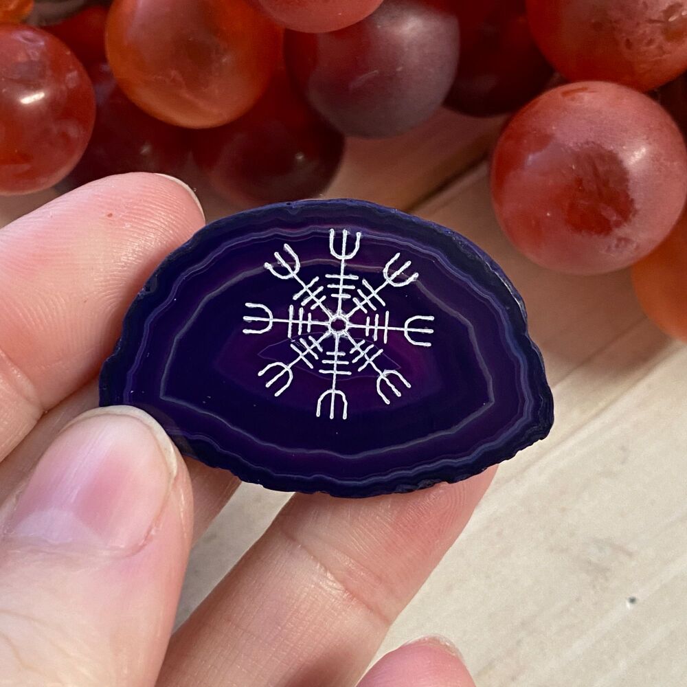 Agate Helm of Awe Viking Protection Amulet ~ Purple #4