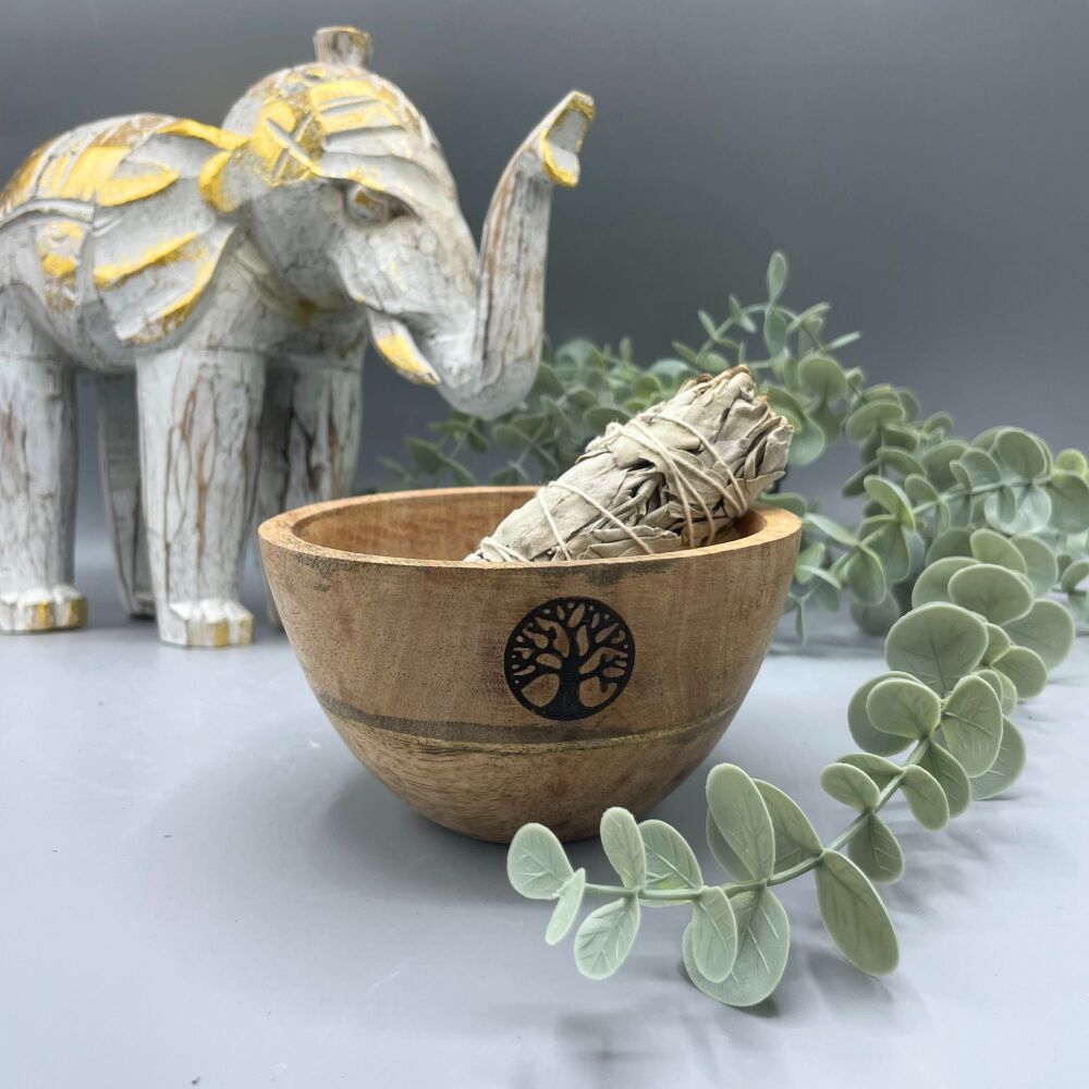 Wooden Smudge and Ritual Offering Bowl ~ Tree of Life
