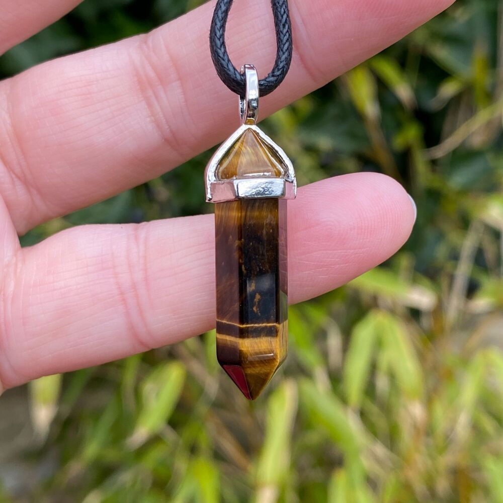Crystal Point Pendant ~ Tiger Eye