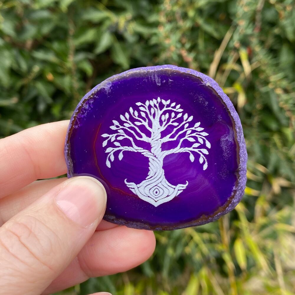 Agate Celtic Tree of Life Amulet ~ Purple #02