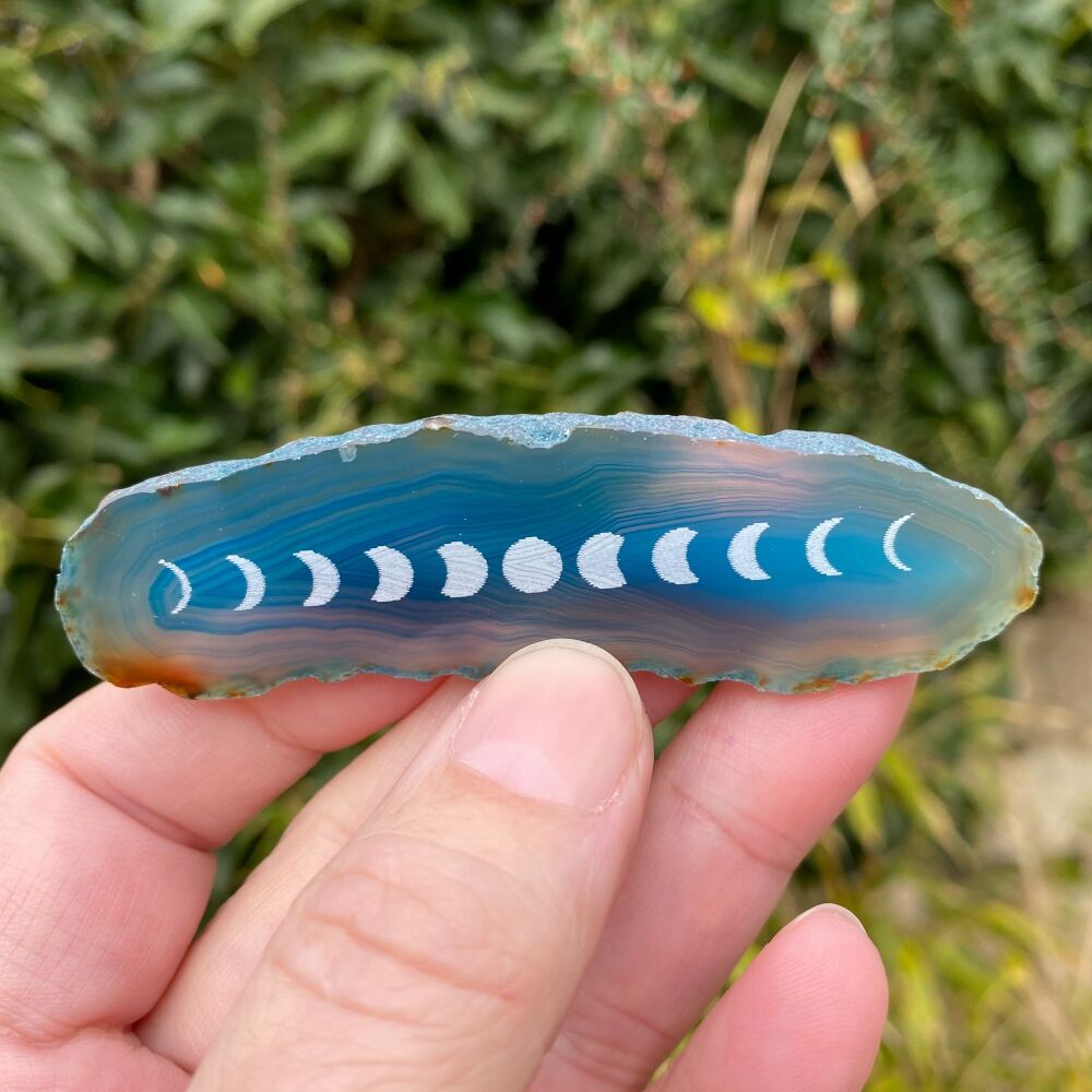 Agate Moon Phase Amulet ~ Aqua #04