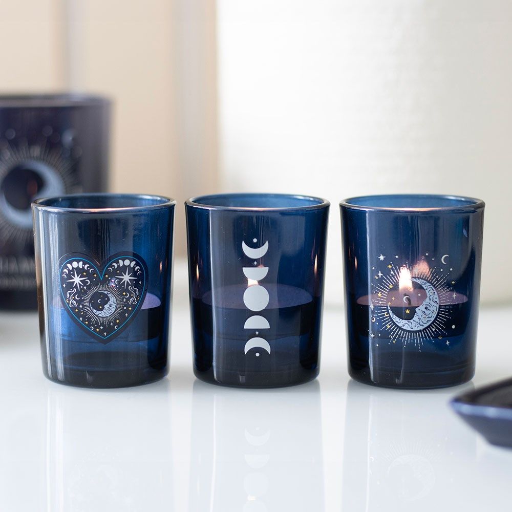 Set of Three Blue Moon Candle Holder