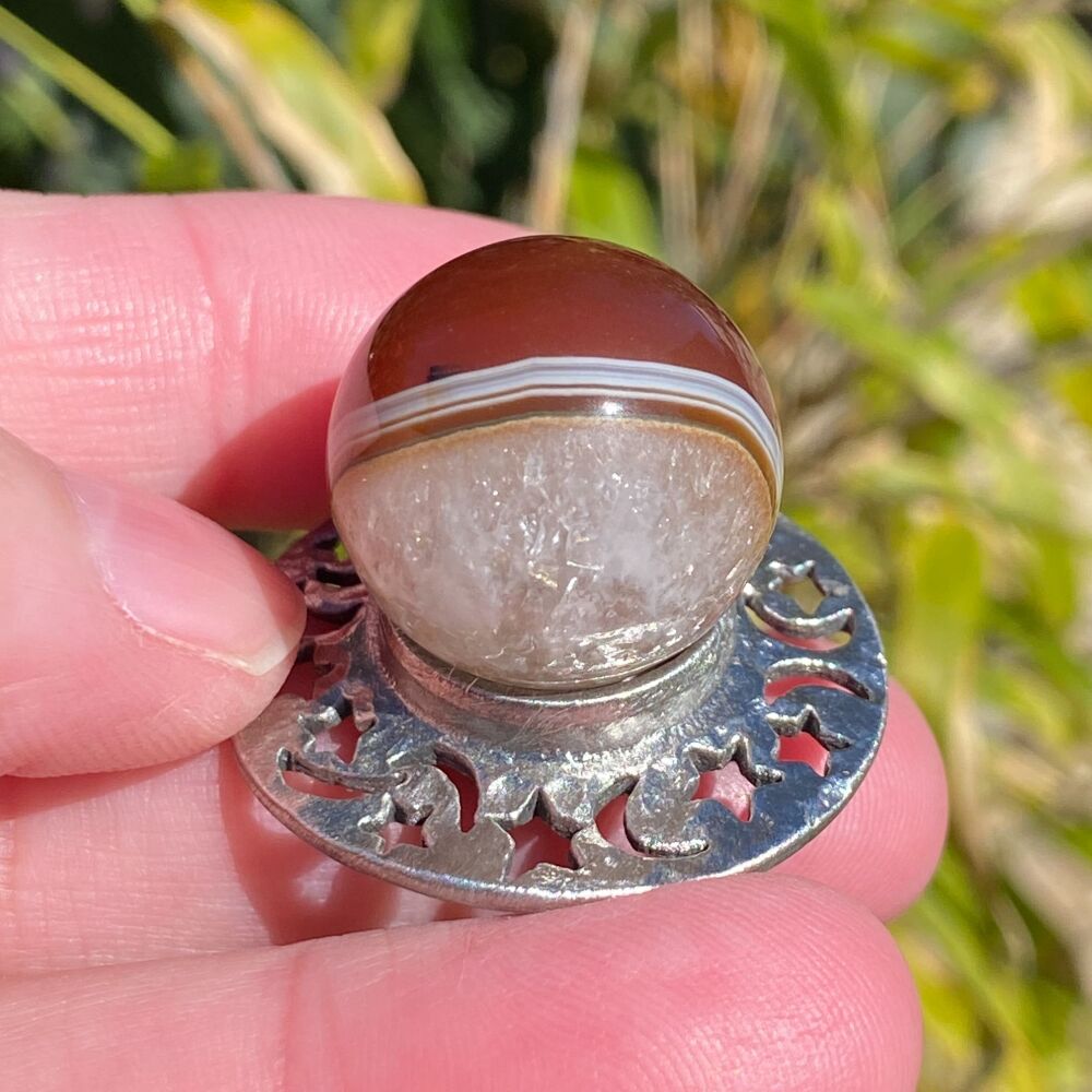 Agate Eye Sphere with Stars and Moons metal stand ~ #2