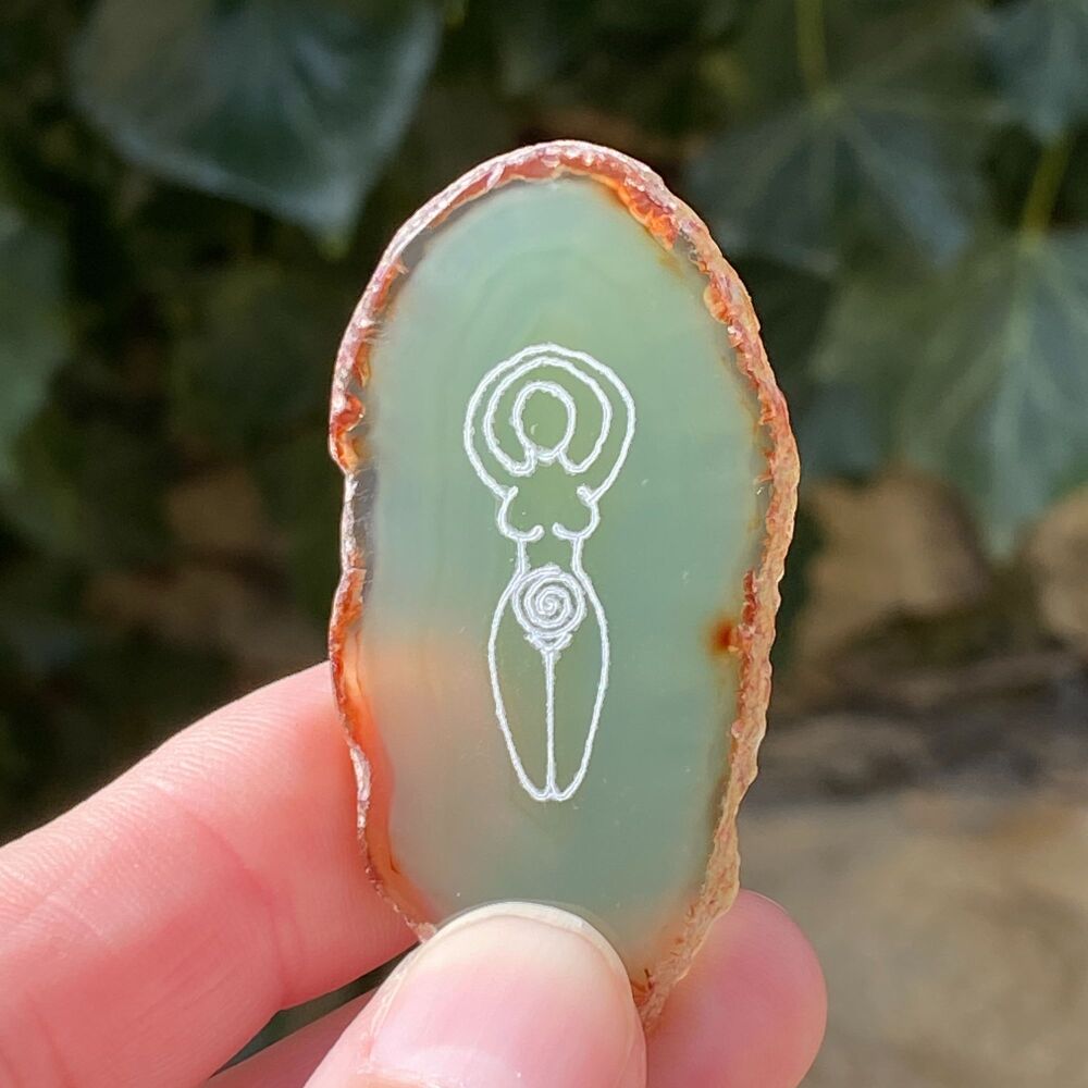 Agate Goddess Protection Amulet ~ # Green G30