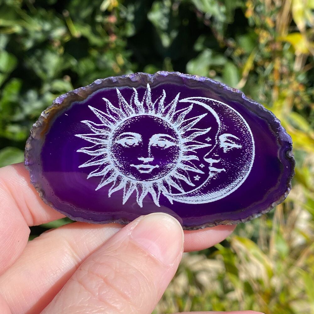 Agate Sun and Moon in Purple