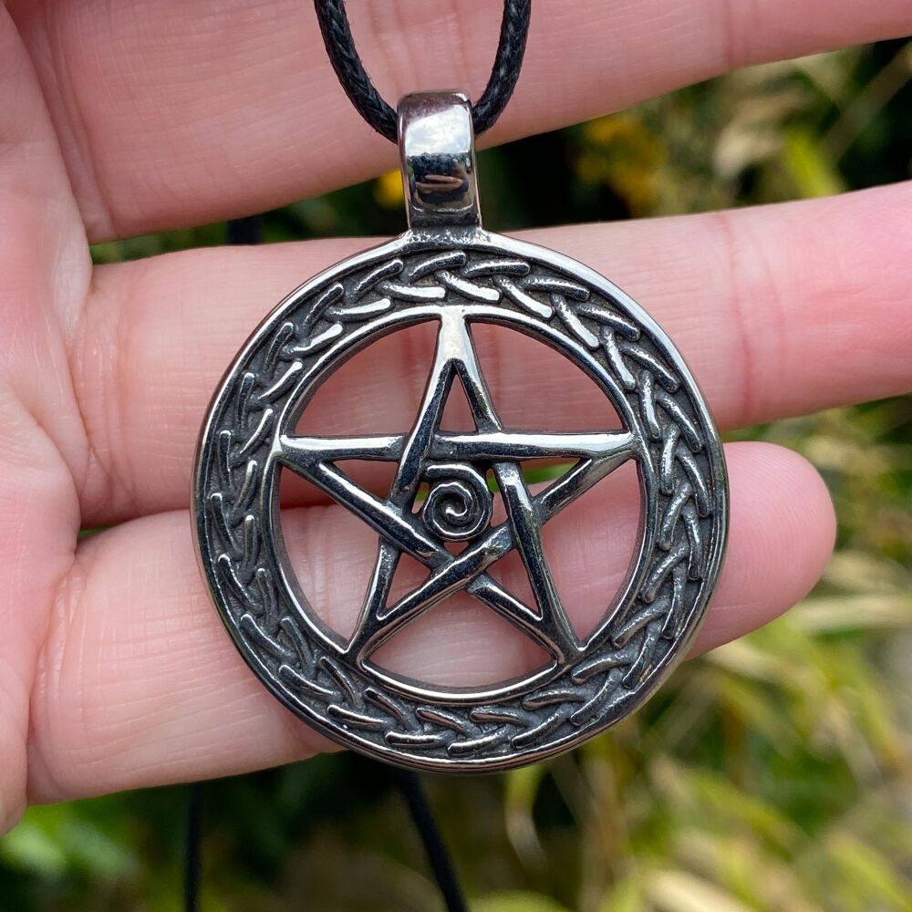 A Stunning Stainless Steel Pendant with Celtic Pentagram design