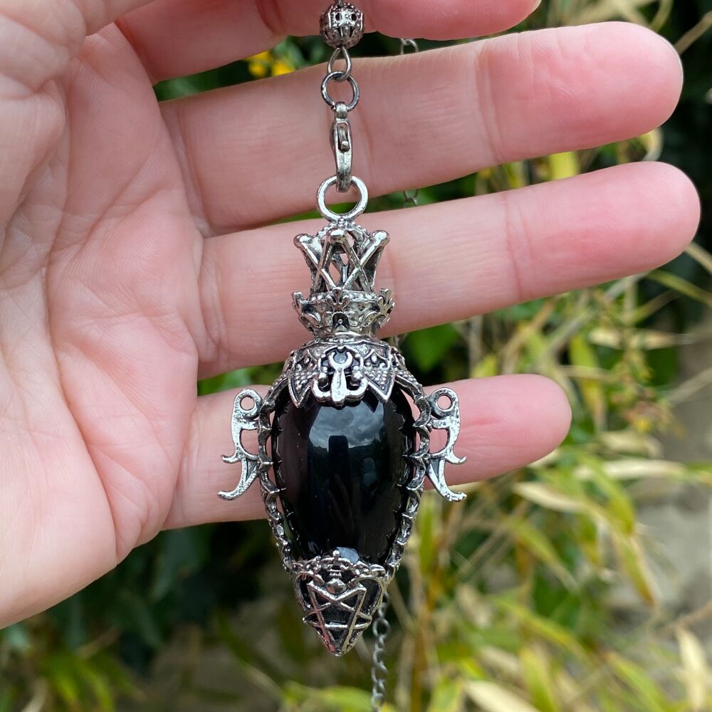 A Stunning Vase Pendulum in Black Obsidian