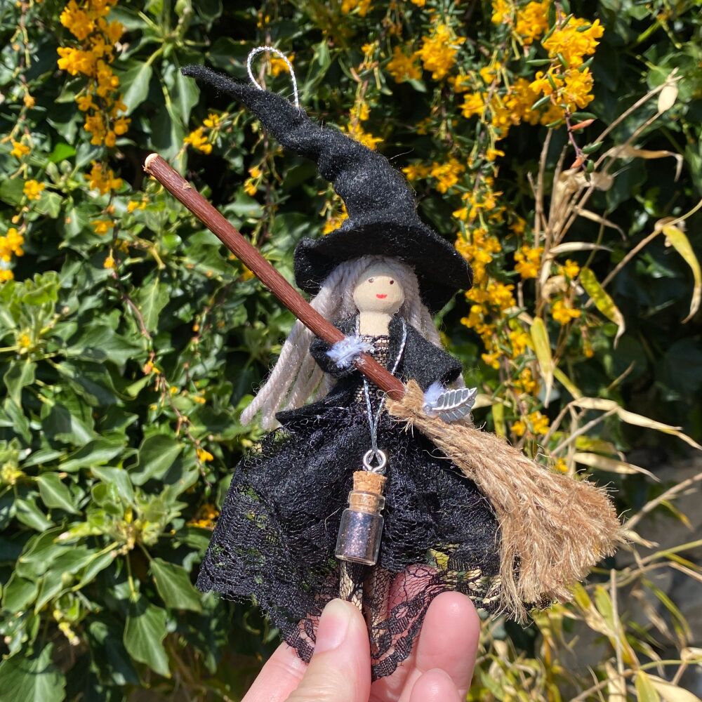 Clothes Peg Witch with Broom