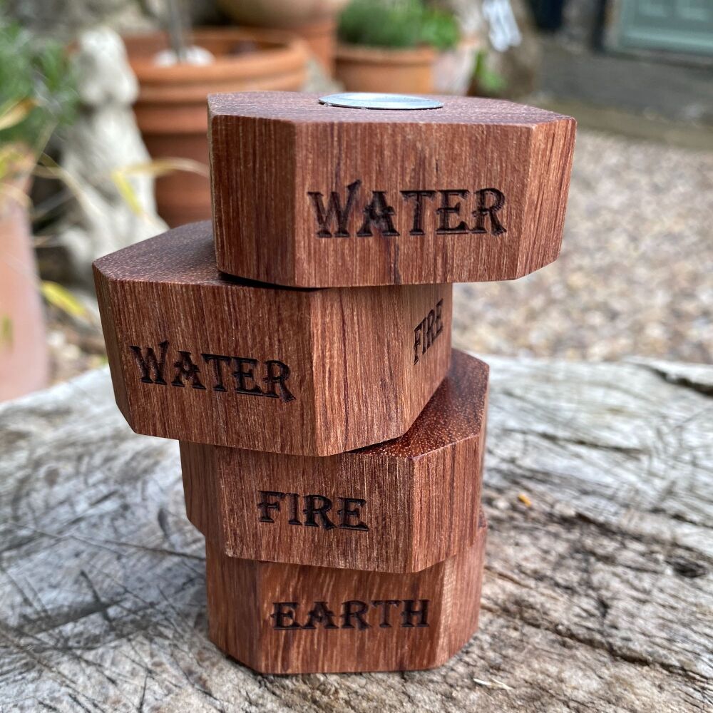 Candle Holders made from reclaimed Mahogany with an element on each side
