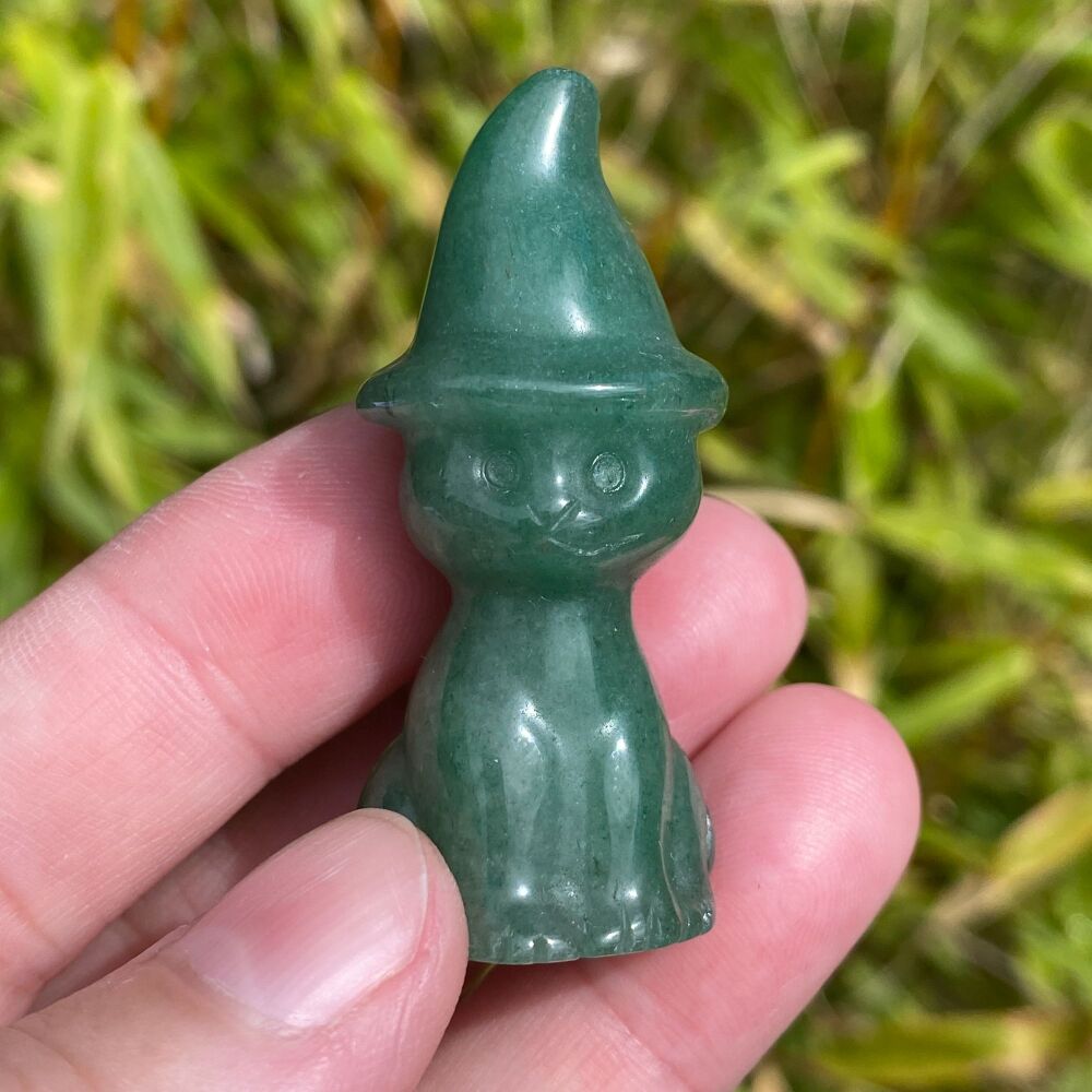 Cat in a Witches Hat ~ Green Aventurine A