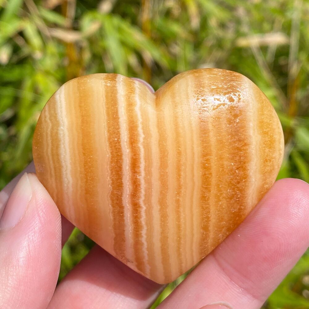 Orange Banded Calcite Heart ~ #B