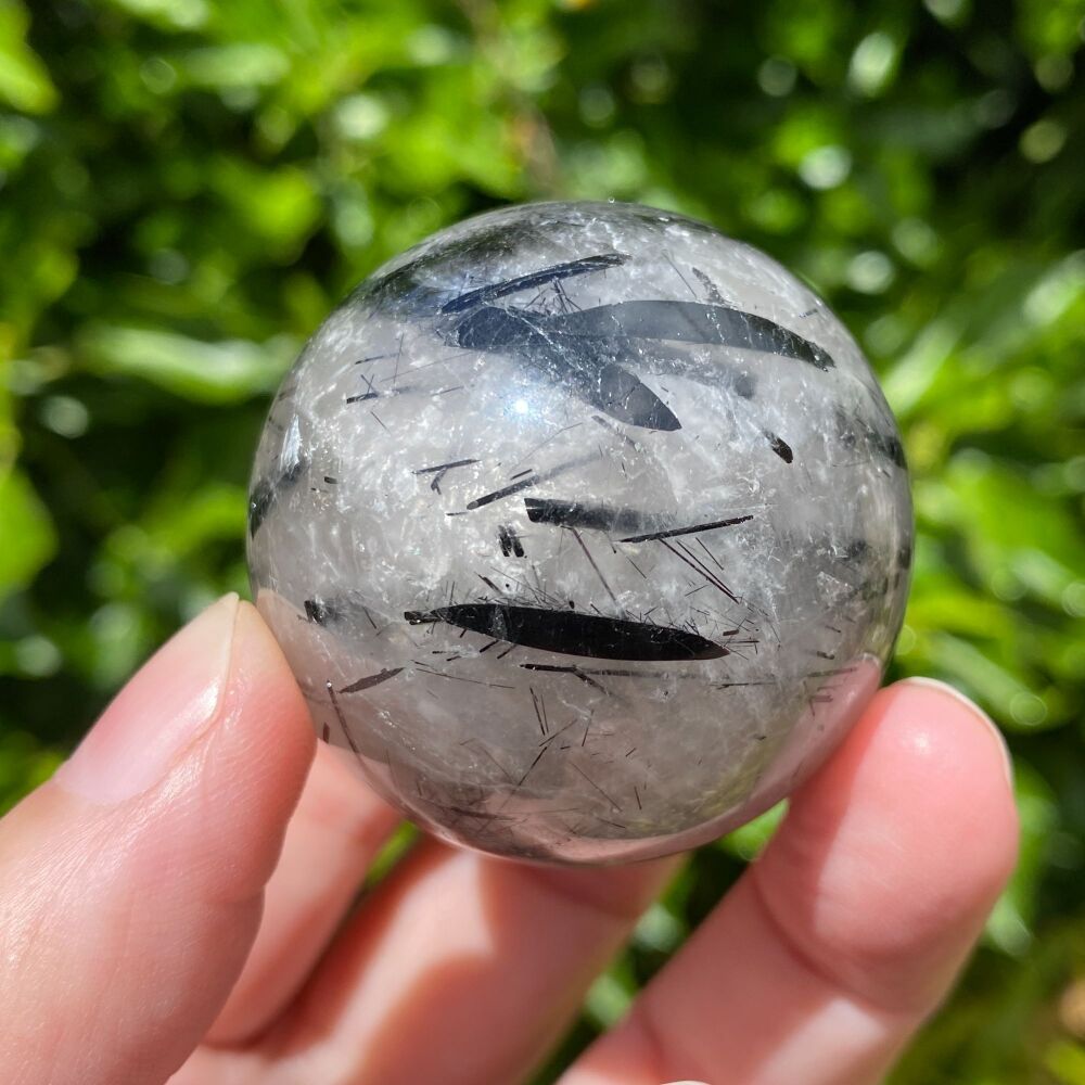 Black Tourmaline in Quartz Sphere with its own stand ~ # A