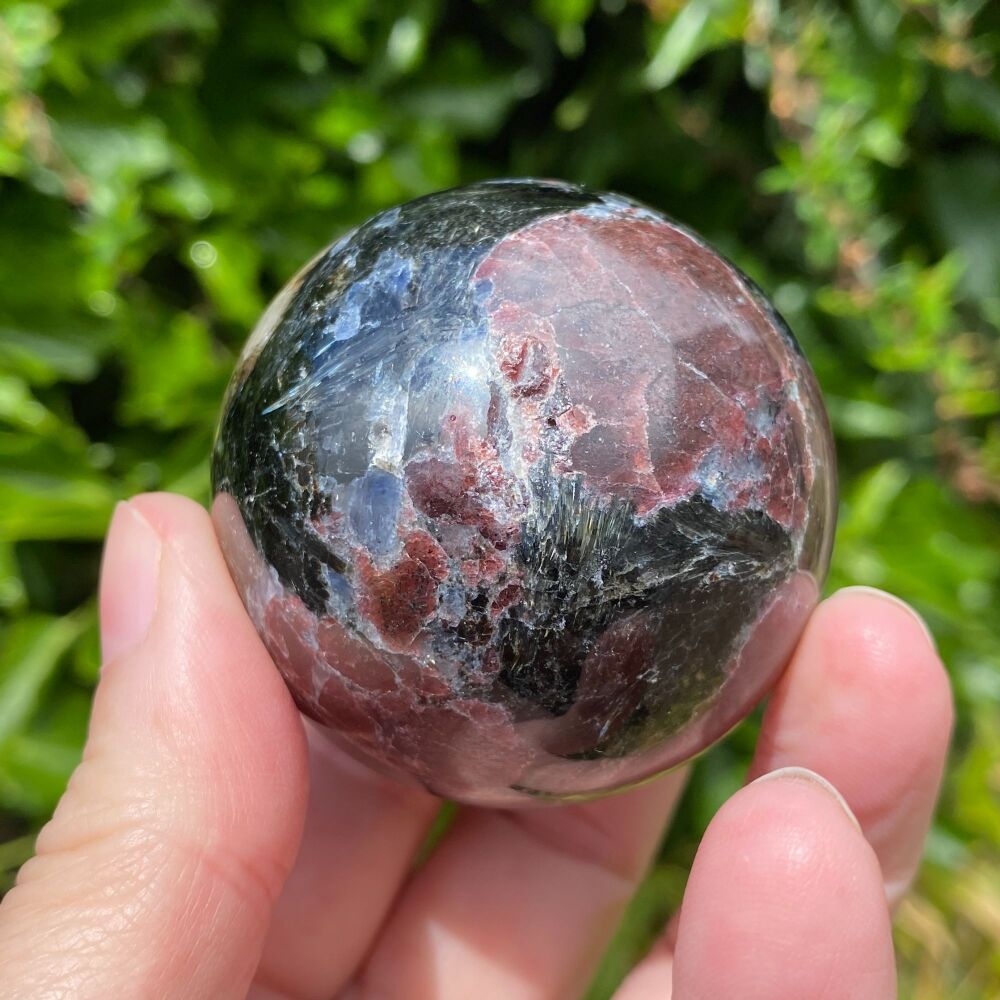 Garnet in Arfvedsonite Sphere with its own stand