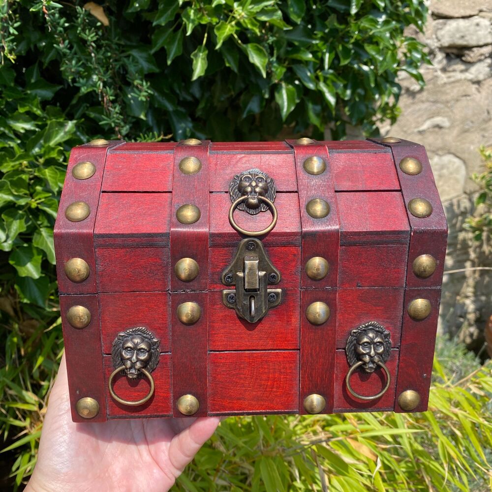 Wooden Witches Chest ~ Brown with ornate brass decorations