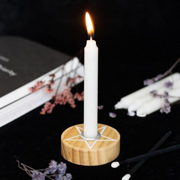 Wooden Pentagram Candle Holder