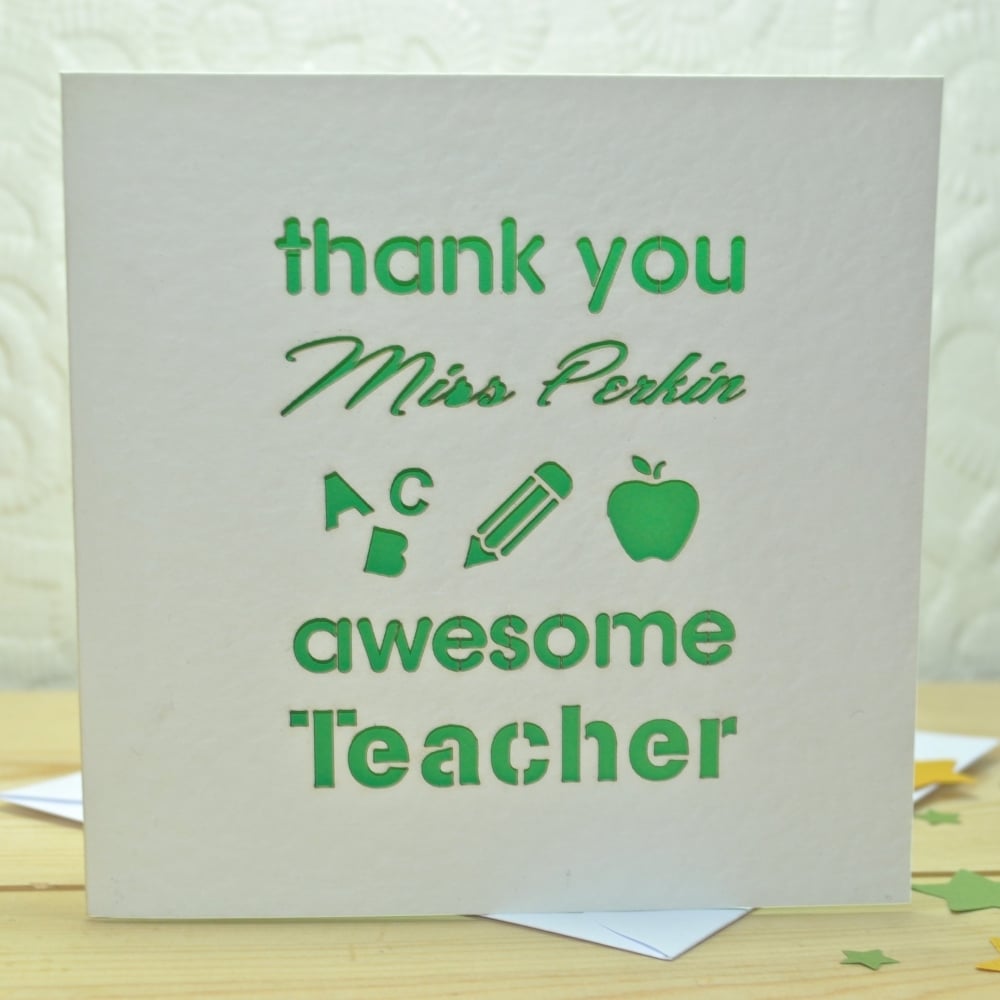 Personalised Laser Cut Thank You Teacher Card