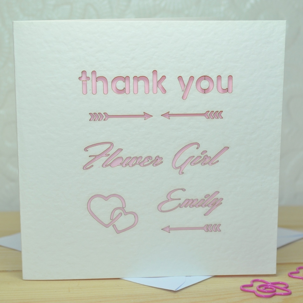 Laser Cut Personalised Flower Girl Thank You Card