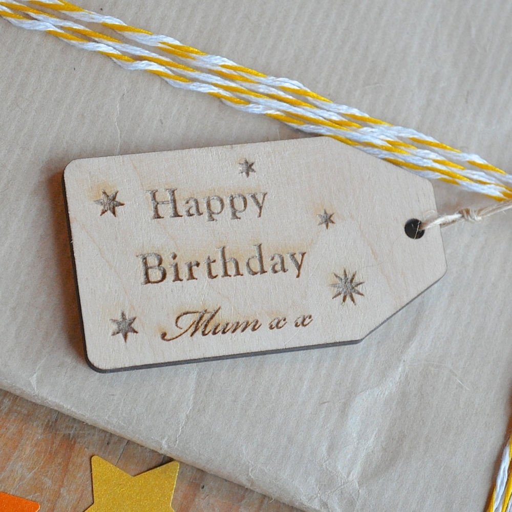 Personalised Wooden Birthday Gift Tag