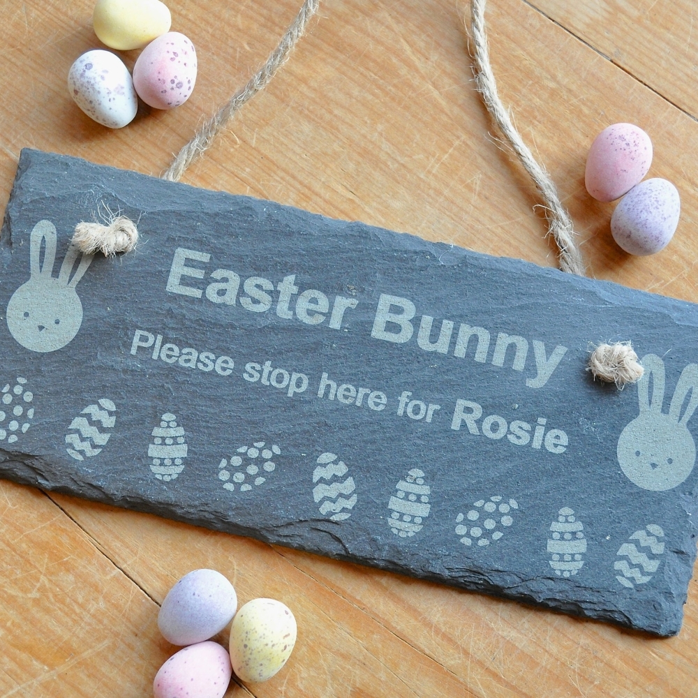 Personalised Easter Bunny Slate Sign